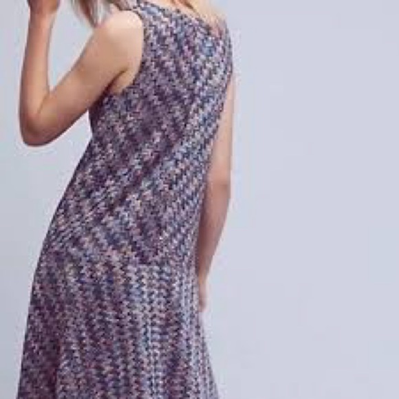 Anthropologie Maeve Westwater Knit Dress Women’s Size Large Purple Chevron - Picture 3 of 10